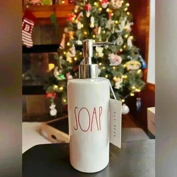 NEW Rae Dunn beautiful ceramic SOAP dispenser with red lettering - Picture 2 of 2
